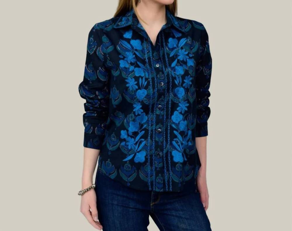 NEW SISTER MARY midnight meadow top in blue